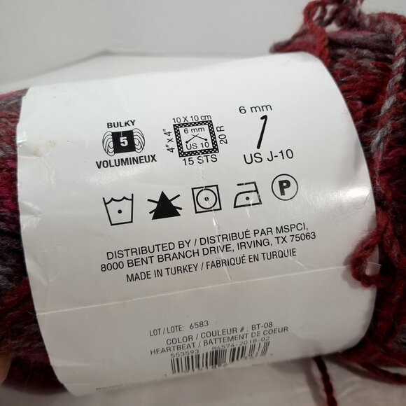 Loops & Threads Barcelona Yarn Heartbeat BT-08 Pink red Maroon bulky variegated - Picture 5 of 6